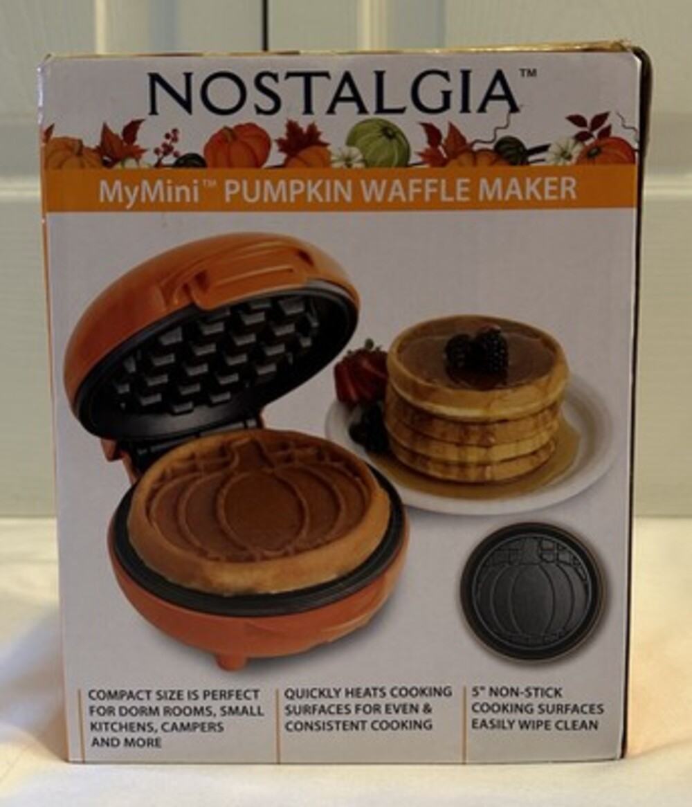 Nostalgia MyMini Pumpkin Shaped Waffle Maker NEW